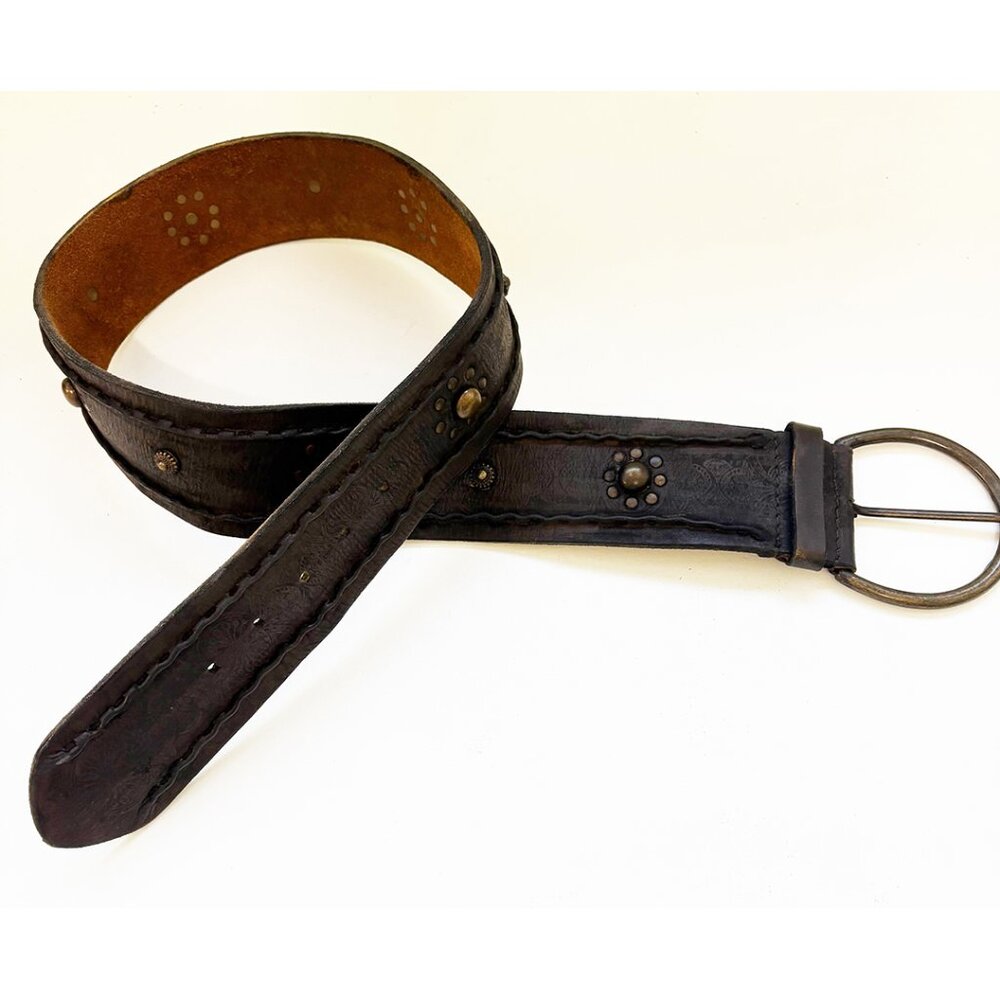 Fossil Leather Belt with studs and embossed leather